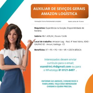 Vaga para Auxiliar de Serviços Gerais