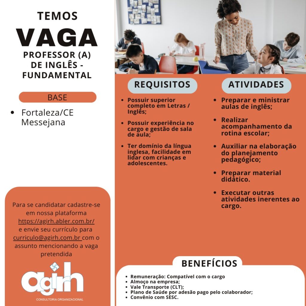 Vaga para Professor de Inglês 