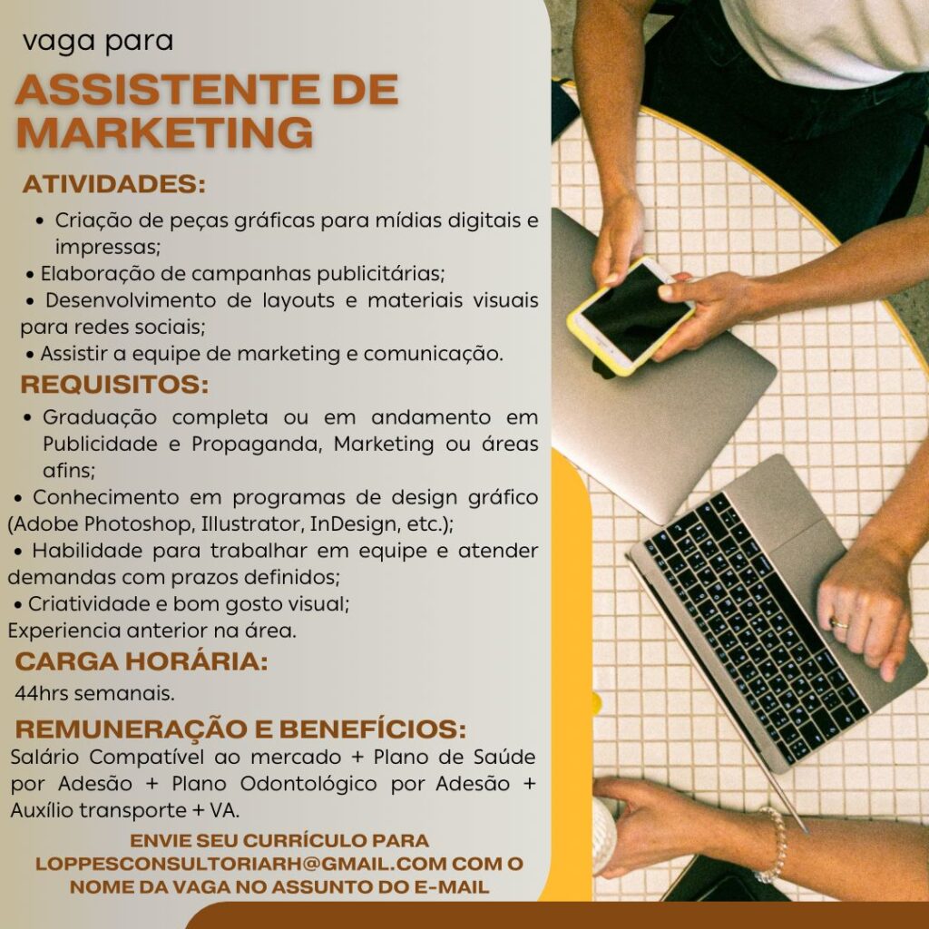 Vaga para Assistente de Marketing 