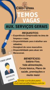 Vaga para Auxiliar de Serviços Gerais