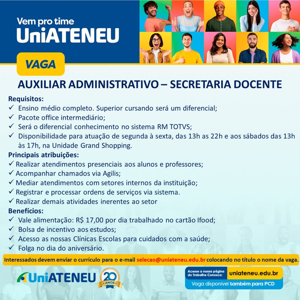 Vaga para Auxiliar Administrativo 