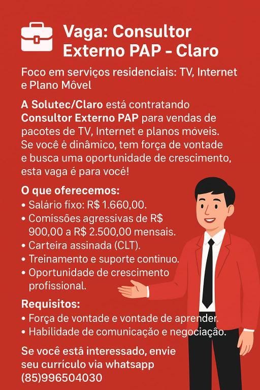 Vaga para vendas externas